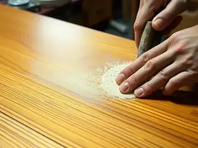 Lacquer touch-up work detail