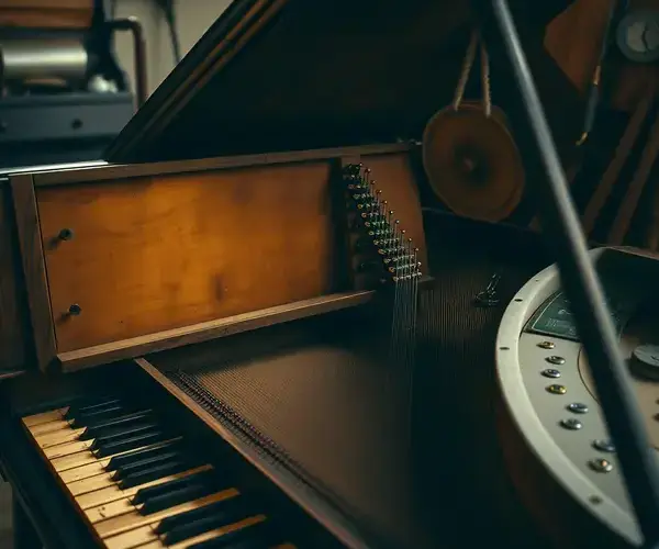 Restored vintage piano interior
